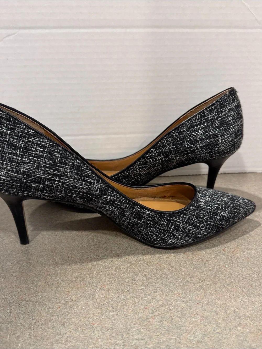Banana Republic Black & White Tweed Woven Pointed-Toe Pumps